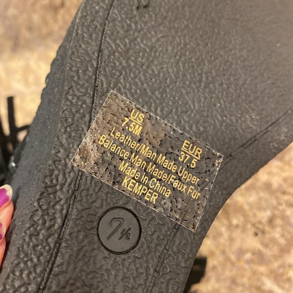 Sam Edelman Kemper Fringe Platform Wedge Boots 7.5 Suede Black Ivory - Picture 14 of 17